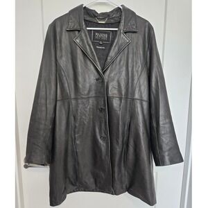 Wilsons Leather Pelle Studio Black Leather Coat XL Thinsulate Ultra Lined